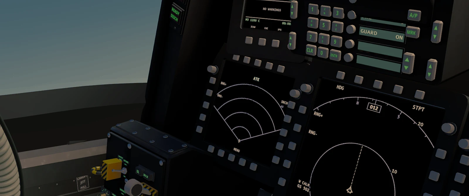 Radar and navigation displays inside the F-22A cockpit