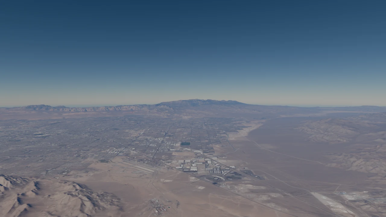 Nellis and the surrounding Nevada terrain, rendered in SKYREIGN